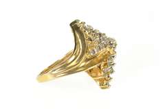 10K Yellow Gold Retro Ornate Diamond Leaf Motif Cluster Ring