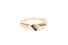 10K Rose Gold Black Diamond Inset Unique Wedding Band Ring