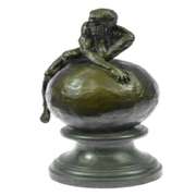 Nude Male Resting on Top of the World Bronze Sculpture