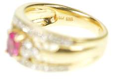 14K Yellow Gold 1.10 Ctw Natural Ruby Diamond Engagement Ring