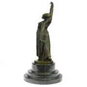Egyptian Dancer Bronze Sculpture on Marble Base Statue
