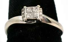 Princess Cut Cluster Ring in White Gold