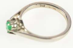 18K White Gold Princess Cut Emerald Gypsy Engagement Ring