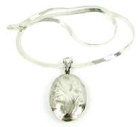 Sterling Silver Engraved Locket & Chain