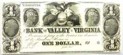 Crisp Exceptional 1800'S $1 Note Bank Of The Valley Winchester Virginia!