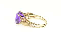 14K Yellow Gold 1960's Retro Amethyst Loop Bypass Cocktail Ring