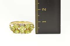 14K Yellow Gold Peridot Pear Cluster Statement Diamond Accent Ring