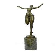 Nude Girl Bronze Sculpture on Marble Base Statue