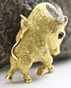 Humorous High End 18K Bull Brooch
