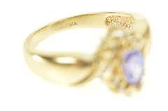 14K Yellow Gold Marquise Tanzanite Diamond Halo Bypass Ring