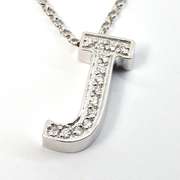 J Initial Pendant Necklace with Diamonds in 14K WG