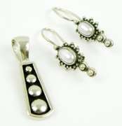 Sterling Silver Pendant & Pearl Earrings