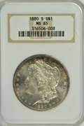 Super Gem BU 1880-S Morgan Silver Dollar. Old NGC MS65