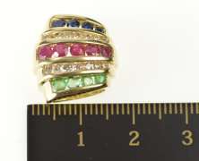 14K Yellow Gold Ruby Emerald Diamond Channel Slide Enhancer Pendant