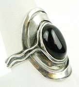 Opulenza Wide Sterling Black Onyx Ring, 10
