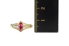 10K Yellow Gold Marquise Syn. Ruby Diamond Statement Ring