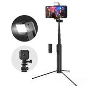 Extendable Bluetooth Tripod Selfie Stick With LED