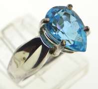 Pear Shaped Blue Topaz Sterling Silver Ring