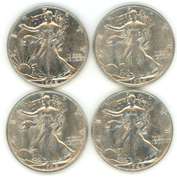 4 Diff slider/BU 'P' Mint Walking Liberty Half Dollars