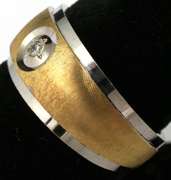 Two Tone Gold Band with Diamond in 14KT, 6 3/4 Size
