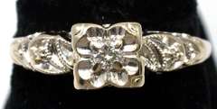 Ornate Enhanced Mounting Diamond Ring, 14KT
