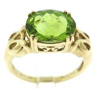 Fancy Oval Peridot Yellow Gold Ring