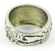 Silpada Wide Carved Sterling Silver Flower Ring, 9