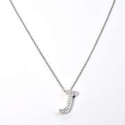 J Initial Pendant Necklace with Diamonds in 14K WG