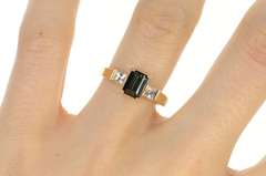 10K Yellow Gold Emerald Syn. Sapphire CZ Statement Ring