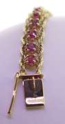 Vintage Curb Chain Bracelet w Pink Sapphires