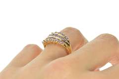 14K Yellow Gold Tiered Row Tanzanite Graduated Statement Band Ring