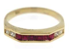 Chic 14kt YG Ruby and Diamond Channel Set Ring