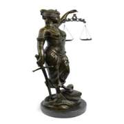 Blind Justice Lady Bronze Sculpture on Marble Base Statue