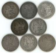 Run of 8 diff. Morgan Silver Dollars 1883 to 1901-O