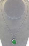 Lovely Jade Filigree Necklace in Sterling Silver