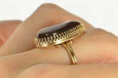 14K Yellow Gold Natural Fire Agate Cabochon Statement Ring