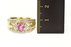 14K Yellow Gold 1.10 Ctw Natural Ruby Diamond Engagement Ring
