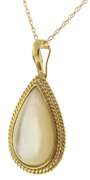 Precious 14kt YG Pear Shaped MOP Pendant on Chain