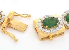 Awesome 37.36CTW Emerald & Diamond Necklace in Vermeil