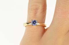 14K Yellow Gold Round Tanzanite Solitaire Simple Engagement Ring