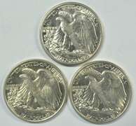 Choice BU 1942, 1943, & 1945 Walking Liberty Halves