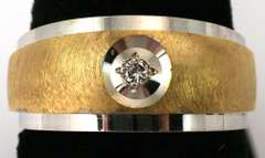 Two Tone Gold Band with Diamond in 14KT, 6 3/4 Size