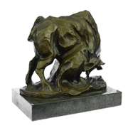 Large Abstract Modern Art Charging Bull Bronze Sculpture Marble Base Figurine