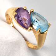 Blue Topaz and Amethyst Ring