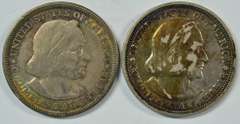 2 Gorgeous rainbow toned 1893 Columbian Commemoratives