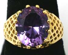 Regal Amethyst Lattice Ring in 14KT Yellow Gold