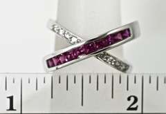 Architectural 18K Ruby & Diamond Bypass Ring