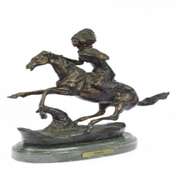 Warrior Bronze Sculpture on Marble Base Statue