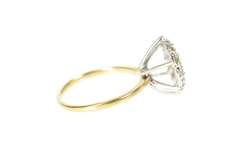 10K Yellow Gold Round Raised Diamond Cluster Retro Statement Ring