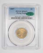 MS65+ CAC 1857 Flying Eagle Cent - Graded PCGS